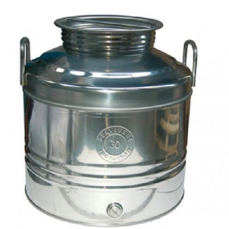 CONTENITORE ACCIAIO INOX PER OLIO 30 L AGGRAFFATO