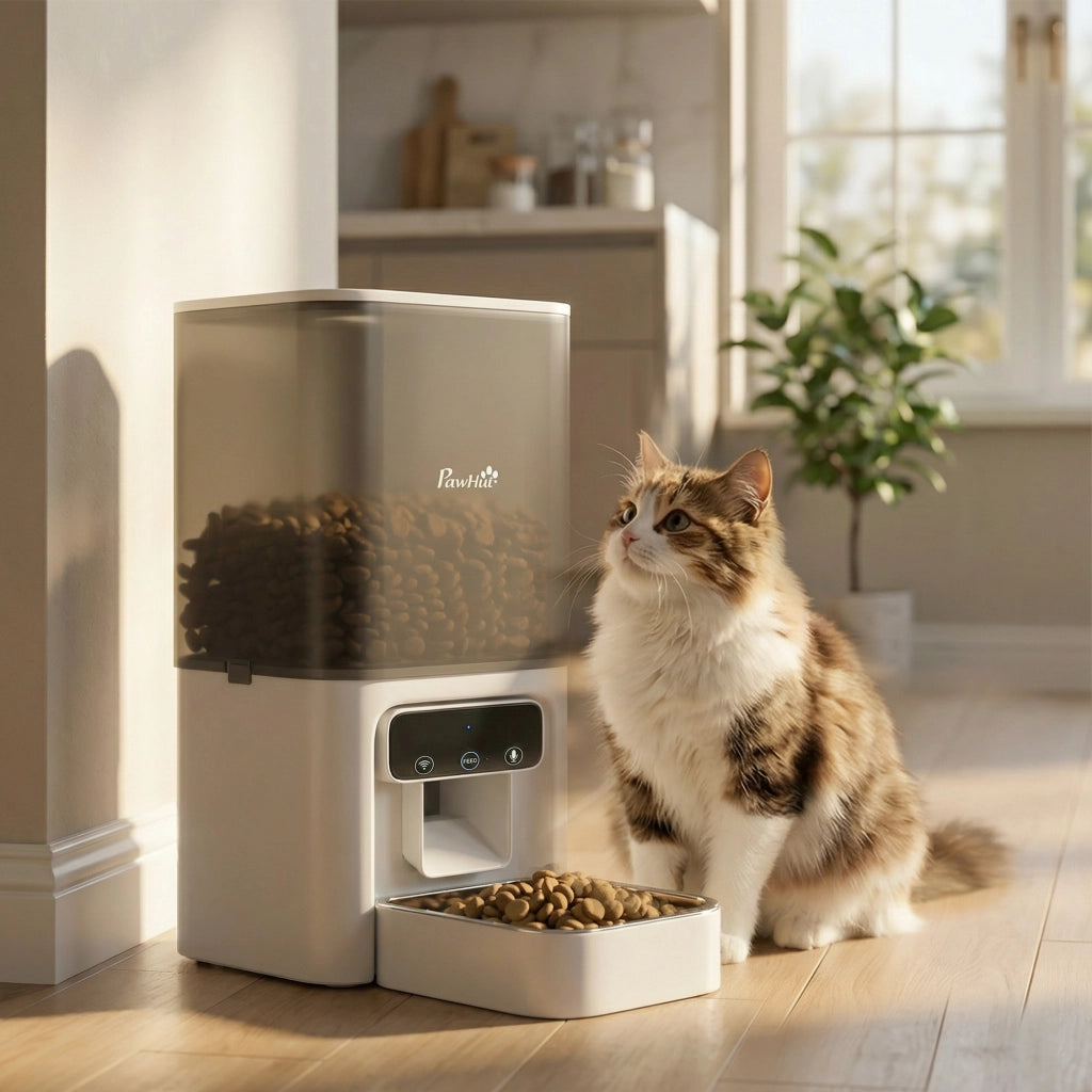 Distributore Cibo per Gatti Automatico ¨C Minimal ¨C Bianco 4.5L