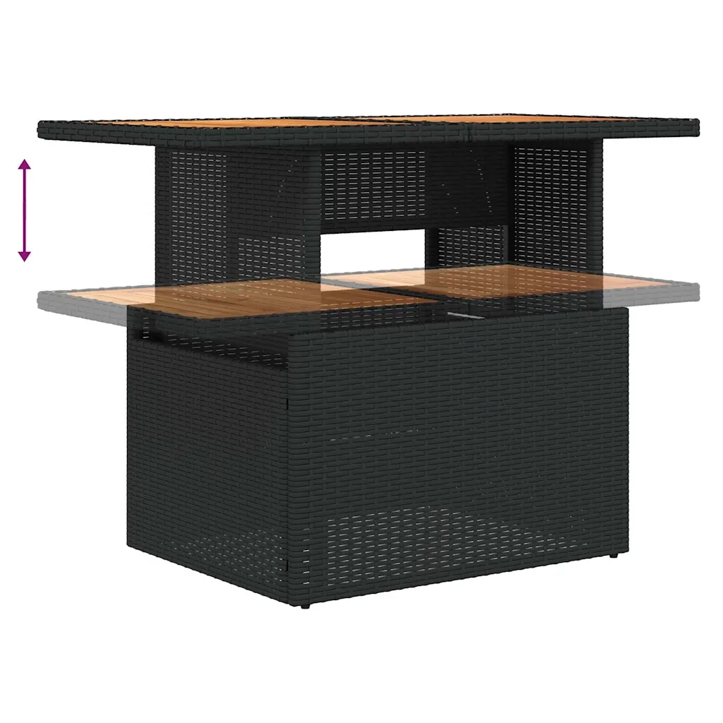 Set Divani da Giardino 9 pz con Cuscini Nero Polyrattan Acacia 3327577