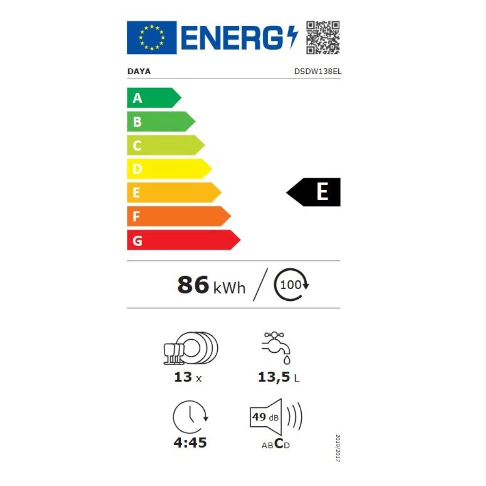 Lavastoviglie Daya DSDW138EL libera installazione 13 coperti 8 programmi bianco classe E