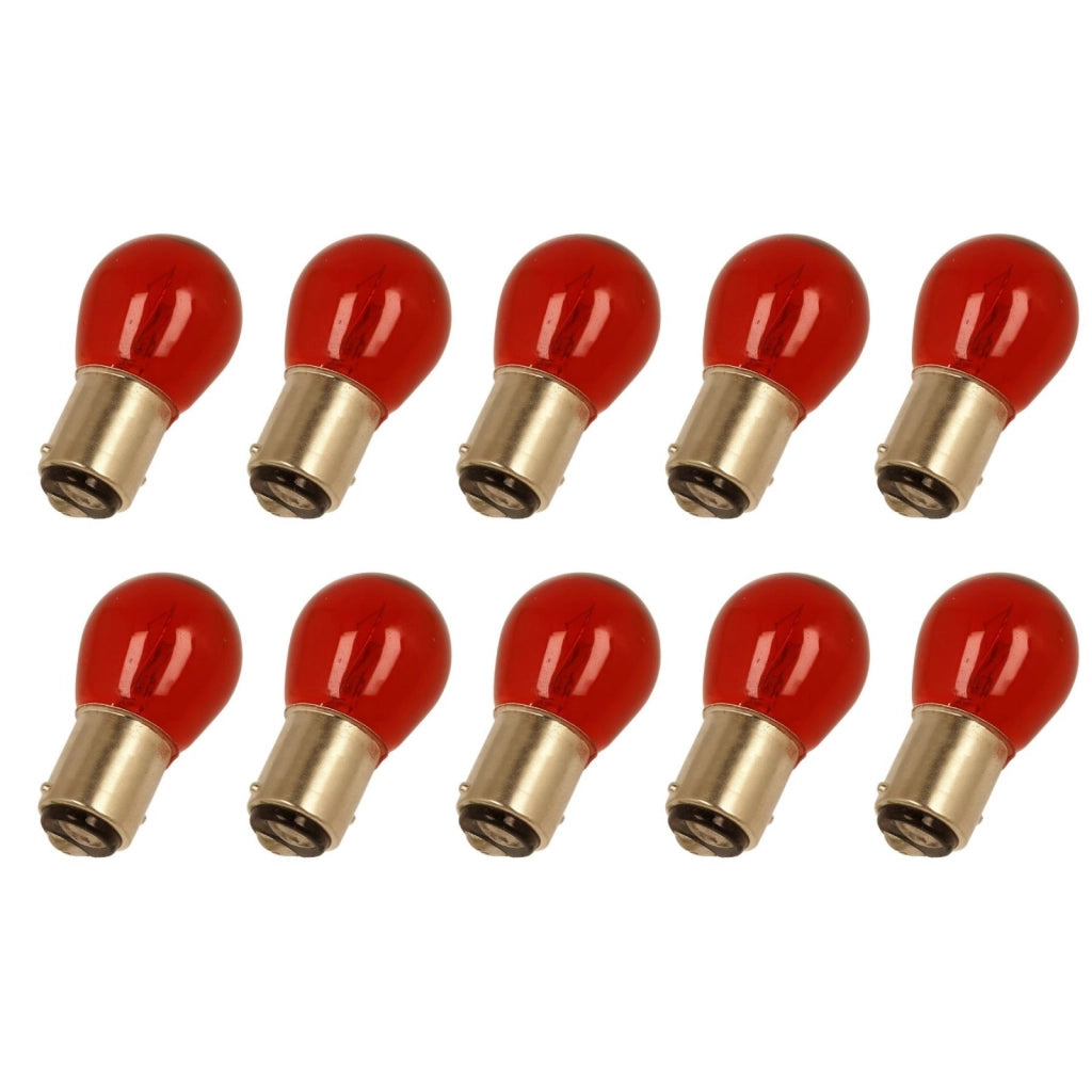 10 Pezzi Lampada Alogena S25 P21/5W BAY15D 12V Rosso Doppio Filamento Posteriori
