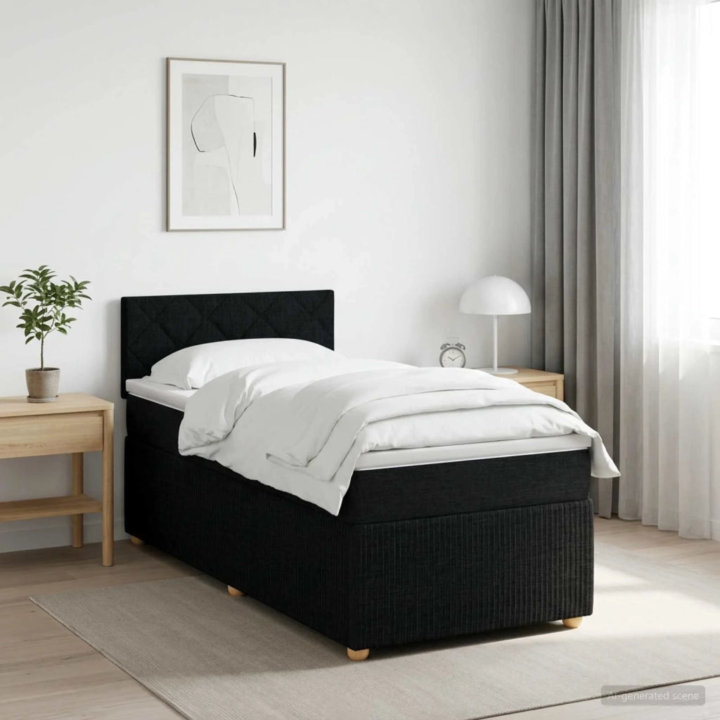Letto box spring con materasso Nero 80 x 200 cm Tessuto 3451344