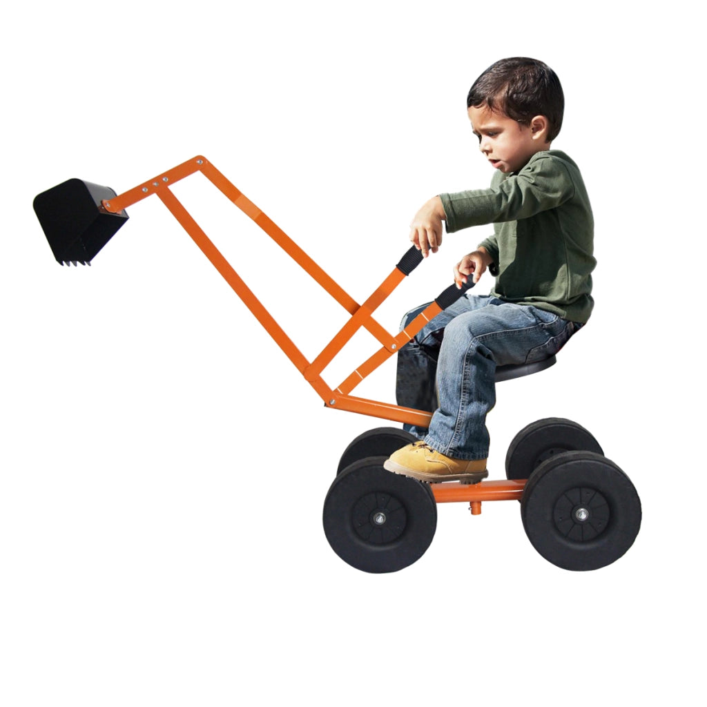 Ruspa giocattolo cavalcabile per bambini, Rscavatore di sabbia metallico per bambini con rotazione di 360¡ã 106x28x35cm