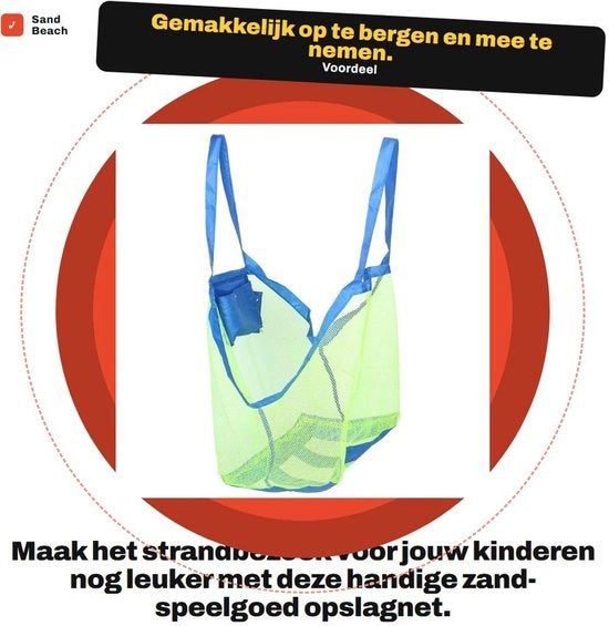 Borsa da Spiaggia Portatile - Sacchetto di Rete per Giocattoli di Sabbia - Borsa per Bambini - Utile per la Spiaggia - Leggera - Borsa da Rientro