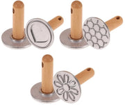 Set di stampi per biscotti 3 pezzi - Set di stampi metalliche per biscotti - Manico in legno - Smalto antiaderente - Diverse matrici - Progettazione comoda - Forme per biscotti