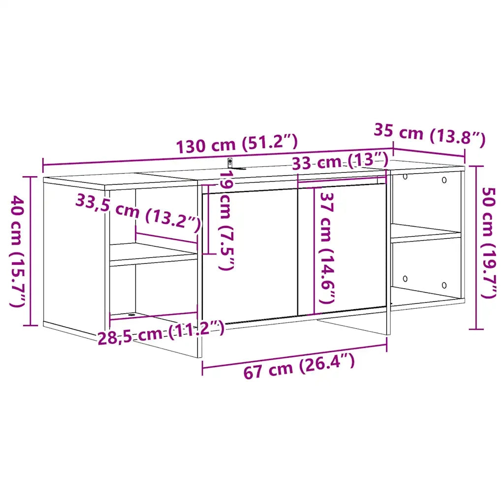Mobile TV | Armadietto TV | Mobile Porta TV Legno Antico 130x35x50 cm in Legno Multistrato