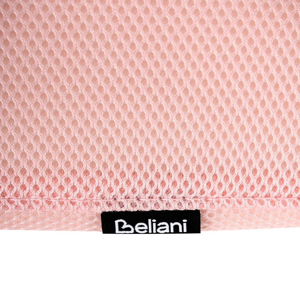 Sedia da ufficio con base girevole e braccioli regolabili in altezza con rete rosa pastello stile moderno