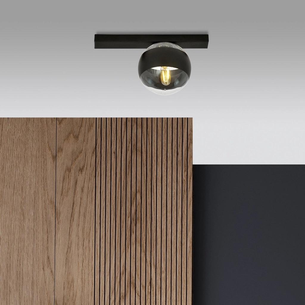 Plafoniera Moderna Giapeto Acciaio Nero 1 Luce E14 Ip20