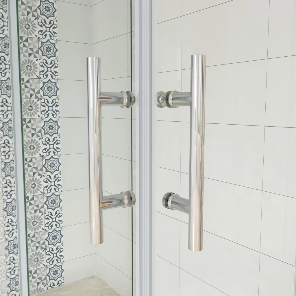 H.195 cm Box Doccia a 3 Lati 80x90x80 cm Porta Scorrevole 90 cm Doppia Parete Fissa da 80 cm in Vetro Trasparente Anticalcare da 6mm Cromato Lucido