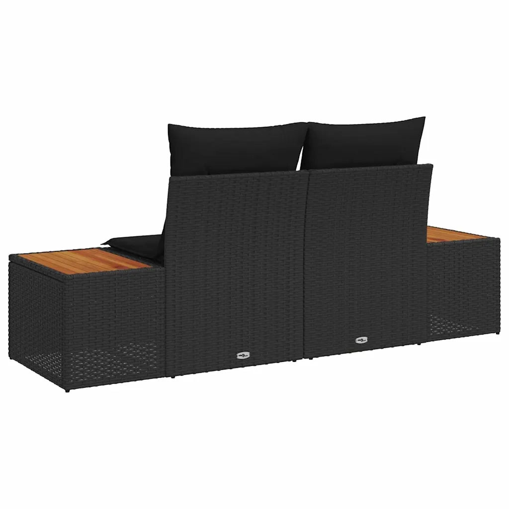 Divano da giardino Nero 184 x 62 x 85cm polyrattan 42006818