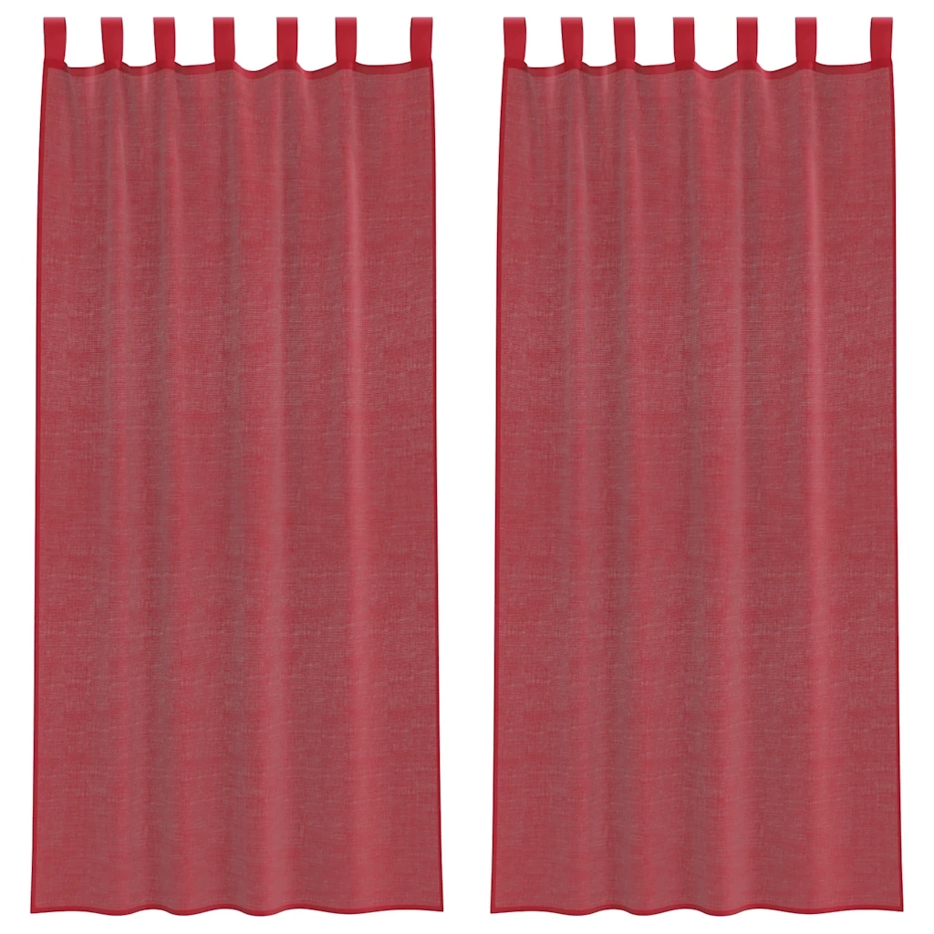 Tende in Voile con Tasche per Aste 2 pz Rosso Vino