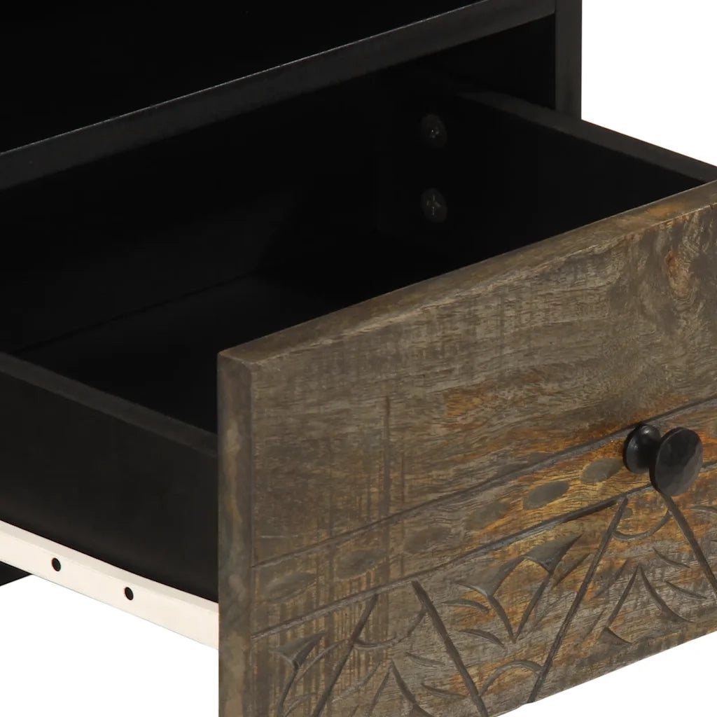 Tavolino-Tavolino da soggiorno-Tavolo Grigio Chiaro 80x54x40 cm in Legno Massello di Mango