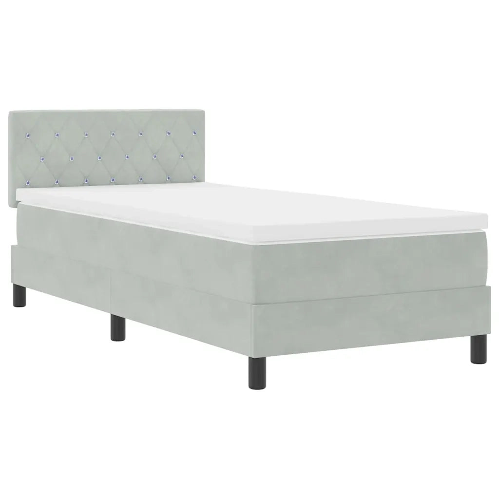 Letto a molle con materasso Grigio chiaro 90 x 190 cm Velluto 3339074