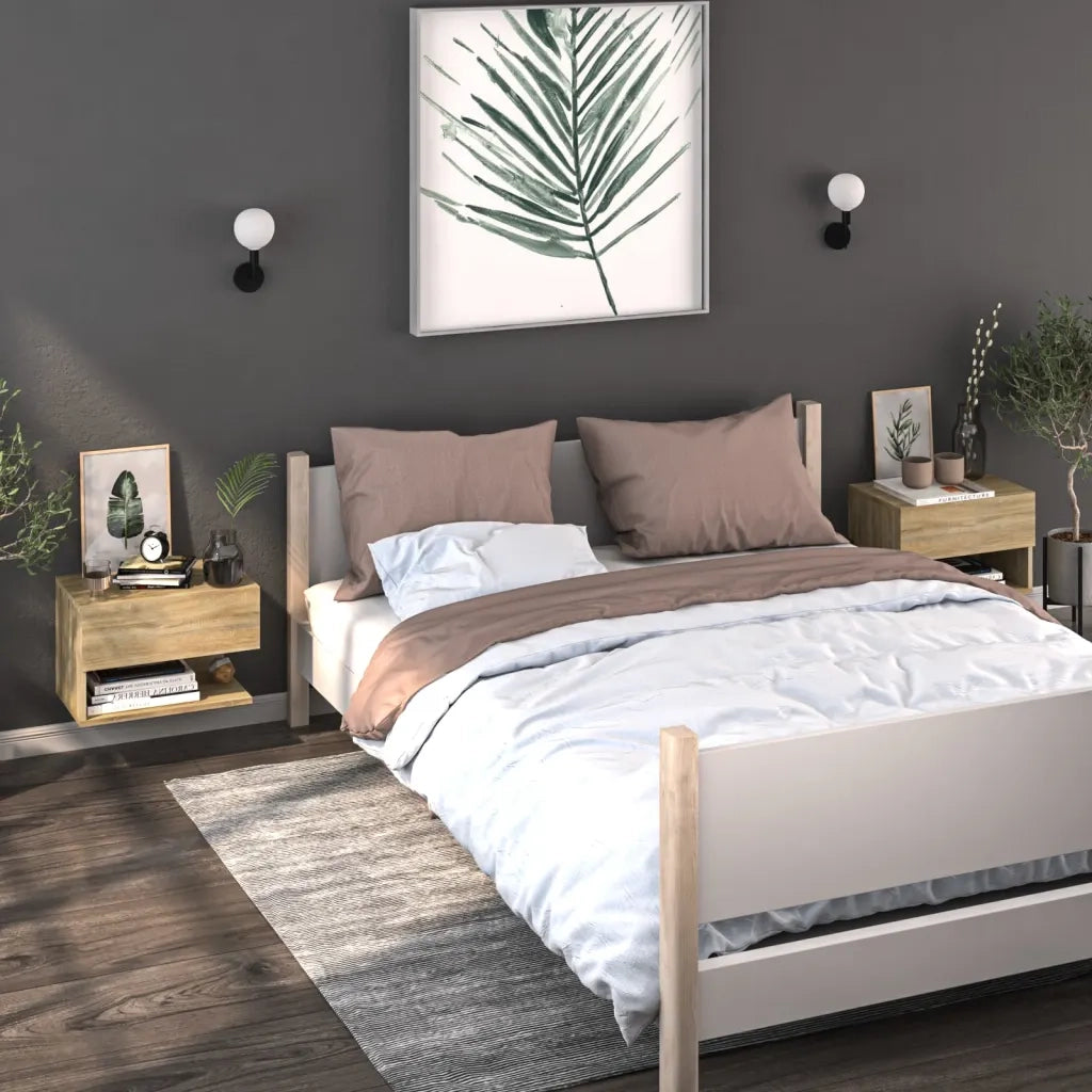 Comodino | Armadio da Notte | Mobiletto da notte a Parete Rovere Sonoma