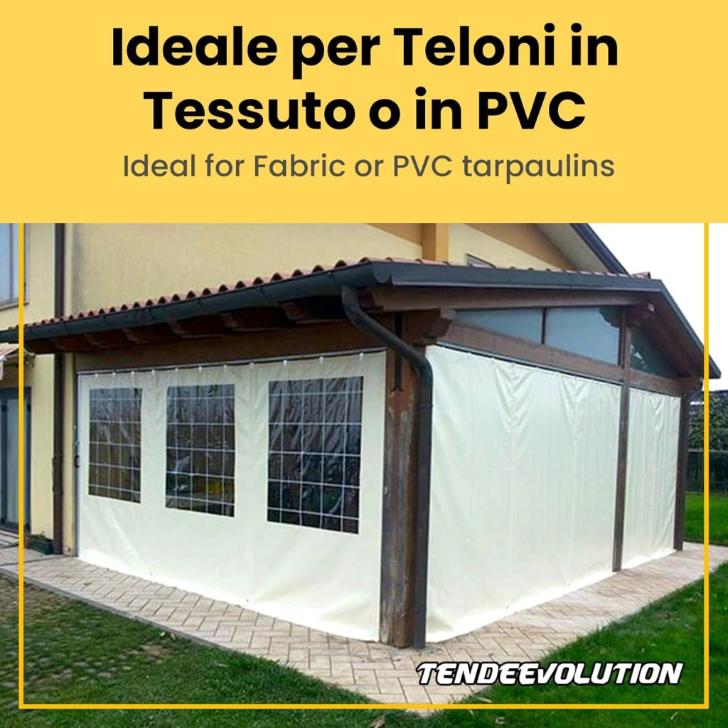 Binario Monorotaia MR3 in Ferro Zincato, Lunghezza 200cm - Perfetto per Teli in PVC, Tettoie, Gazebi, Pergole e Capanni