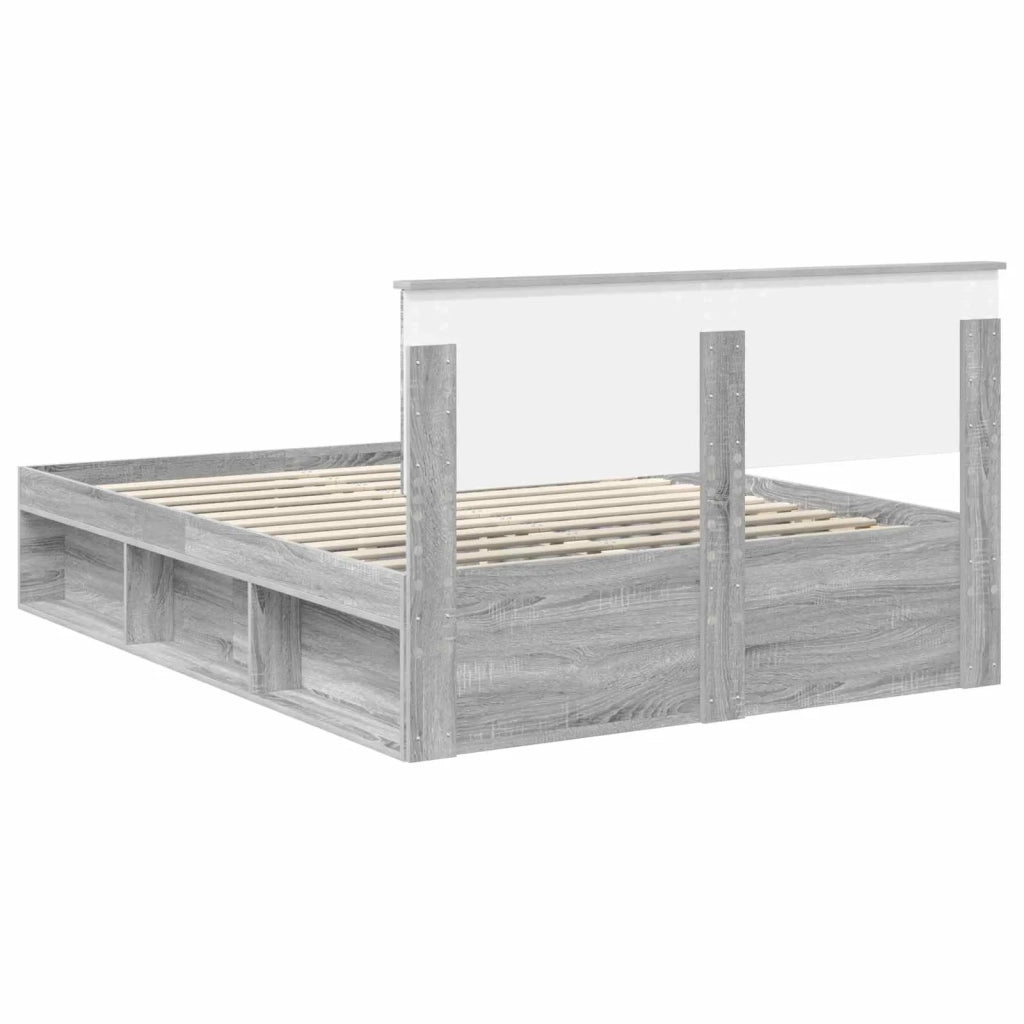 Letto matrimoniale | Letto per adulti | Struttura del letto con testiera Grigio Sonoma 160 x 200 cm