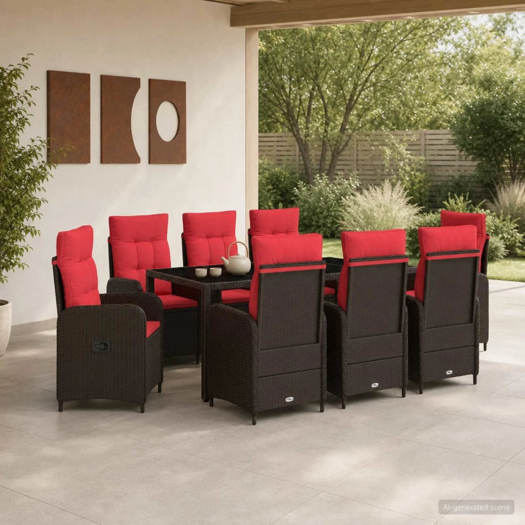 Set da pranzo per esterni 9 pz polyrattan 3422321