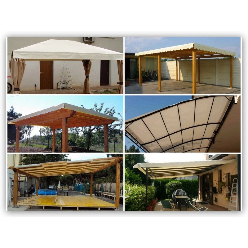 Telo PVC OSCURANTE Impermeabile Bianco | Telone Solo Rinforzato Sui Lati 850g/mq | Copertura Esterna | 4x4m | Resistente Multiuso