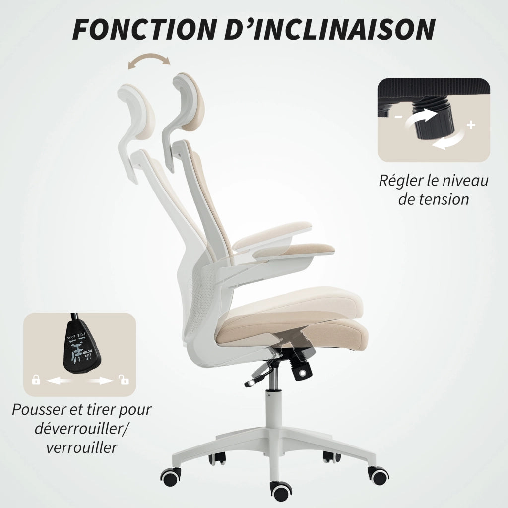 Sedia da ufficio ergonomica ¨C Minimal ¨C beige, imbottita, 60x63x120 cm