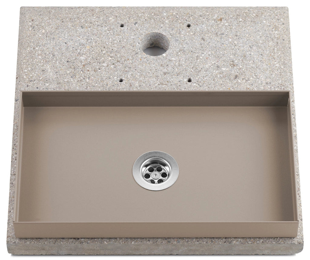 Base con Vaschetta per Fontane con Ghiera Grande 40x40x5 cm in Cemento Belfer 42/BSE/5 Tortora