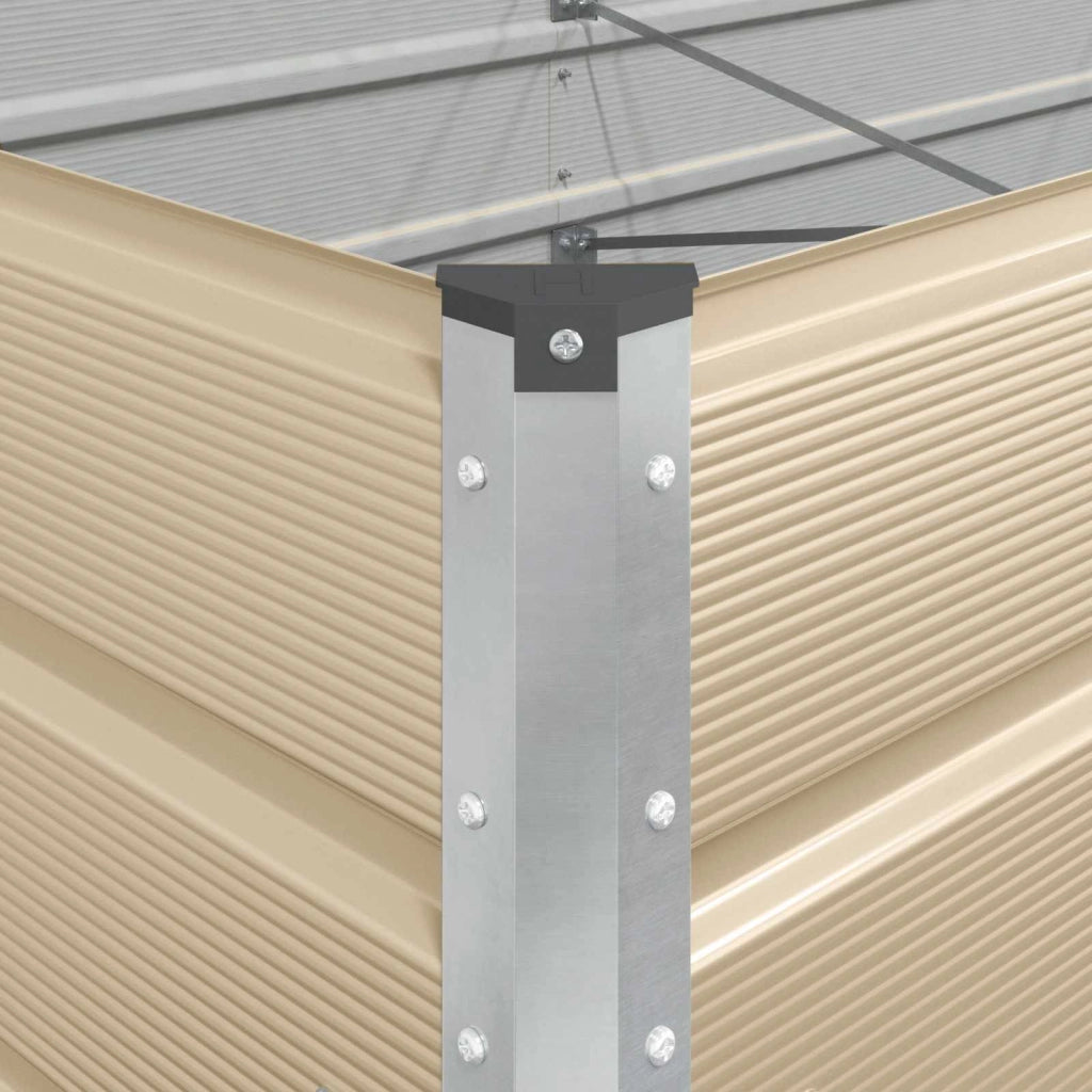 Fioriera rettangolare moderna 195 x 100 x 45 cm stile industriale per esterni in acciaio zincato color avorio 02_0059168