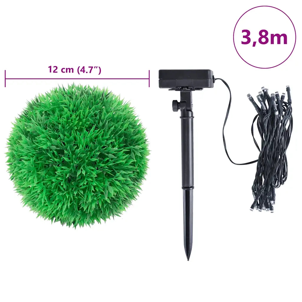 Sfere di Bosso Artificiale con Luci LED 4 pz Verdi 12 cm CFW3418331