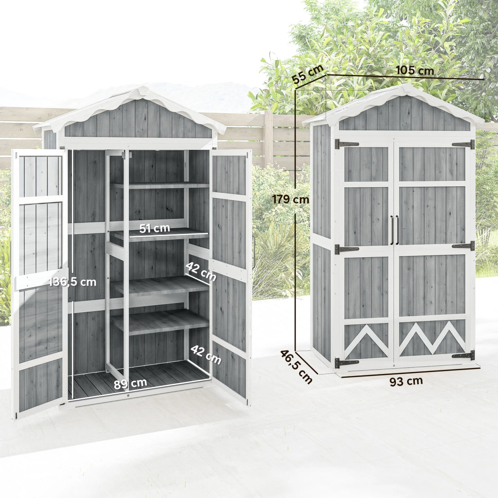 Armadio da Giardino in Legno ¨C Minimal ¨C Grigio 105x55x179 cm