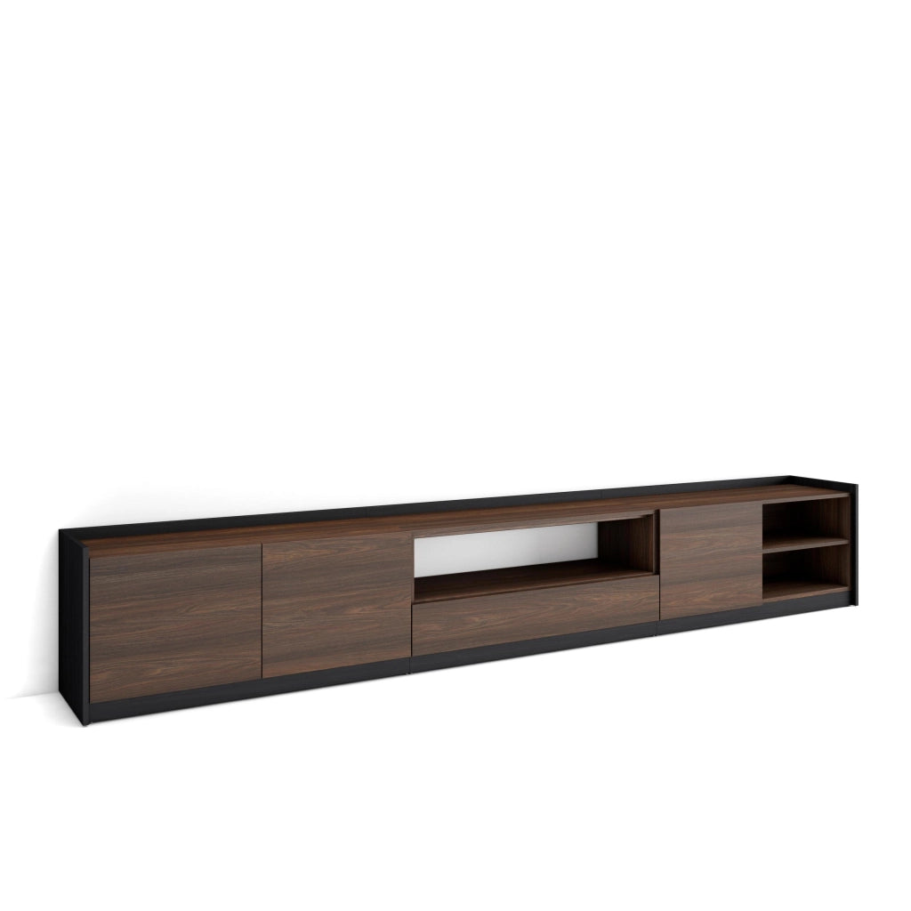 Mobile TV Soggiorno, 310x50x37 cm, Per TV fino a 80", Mobile Soggiorno, Rovere scuro e Nero