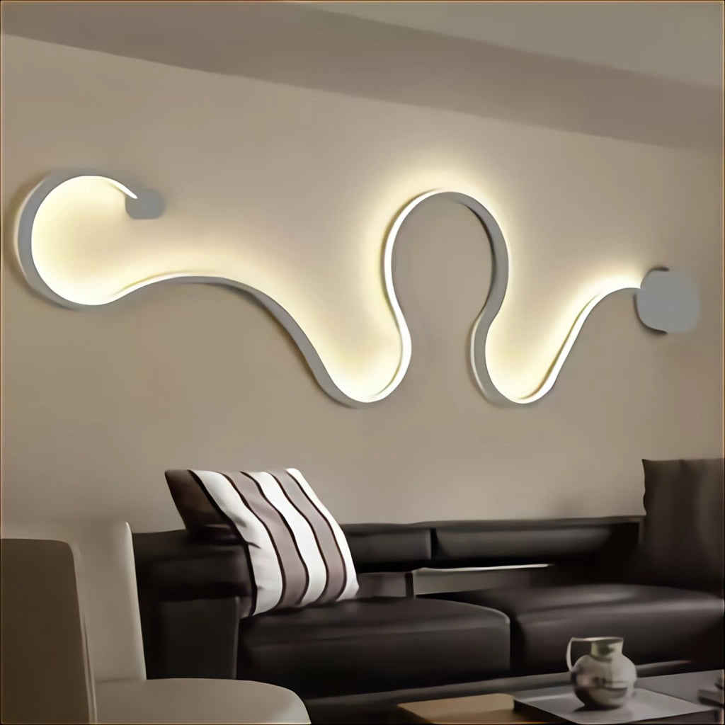Applique moderno LED 28W CCT 3 STEP da 3000K a 6500K bianco lampada curva snake luce parete muro soggiorno camera letto 230V