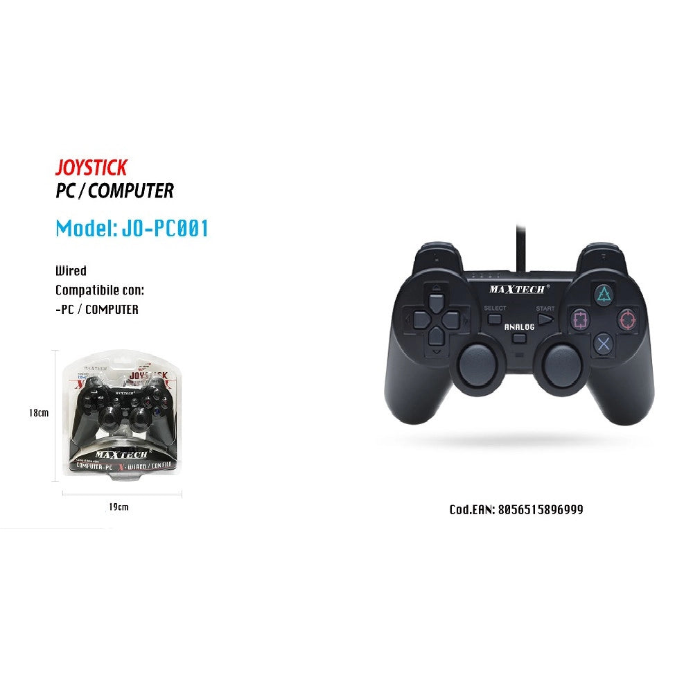 Trade Shop - Joystick Usb Per Pc Con Filo Joypad Analogico Per Pc / Computer Maxtech Jo-pc01 -