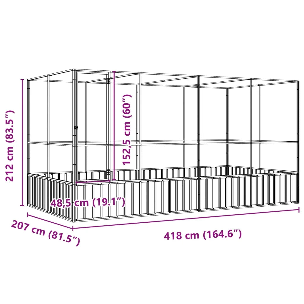 Voliera con Estensione Argento 418x207x212 cm Acciaio 3214272