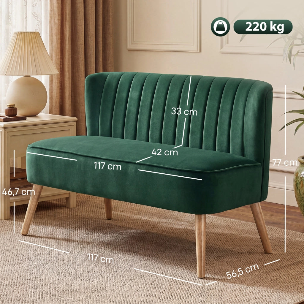 Divano 2 posti retro design ¨C Minimal ¨C verde scuro 117x56.5x77