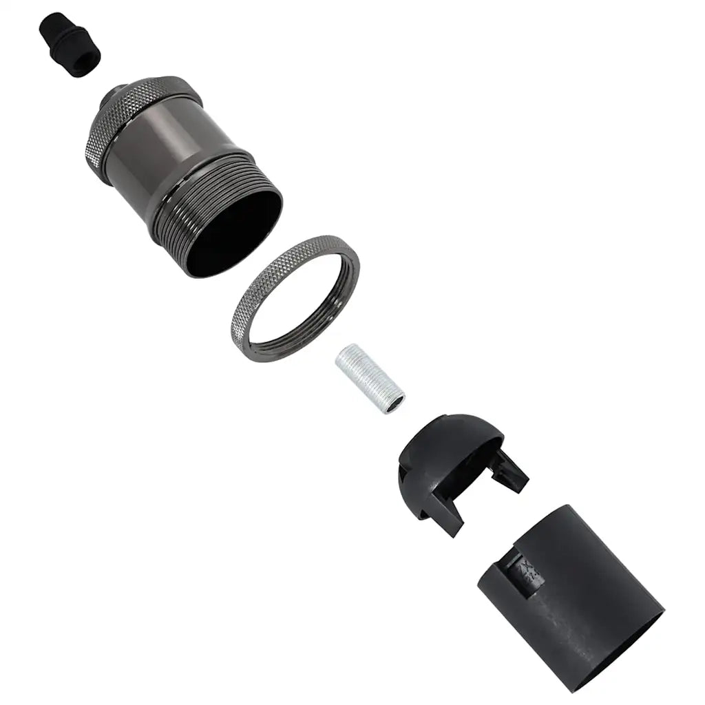 Portalampade 2 pz Nero Lucido E27 4106528