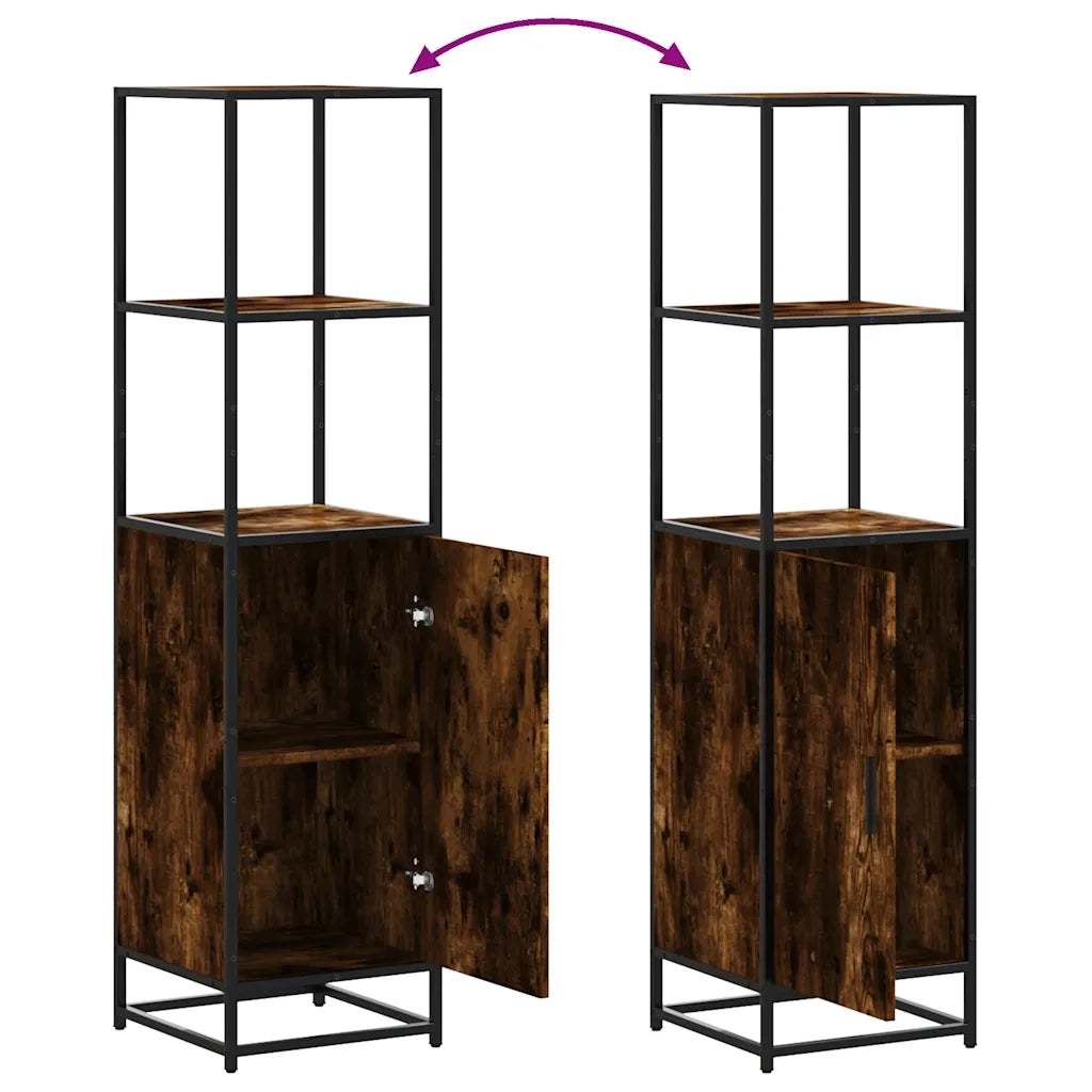 Credenza Rovere Fumo 35,5x35x139 cm Legno Multistrato Metallo 849046