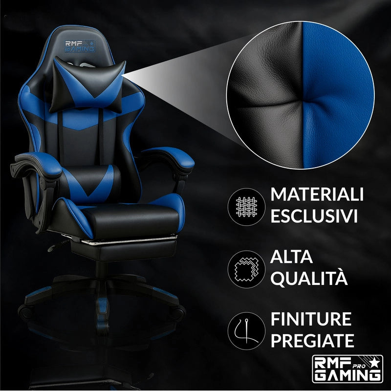 SEDIA DA GAMING COLORE BLU-NERO