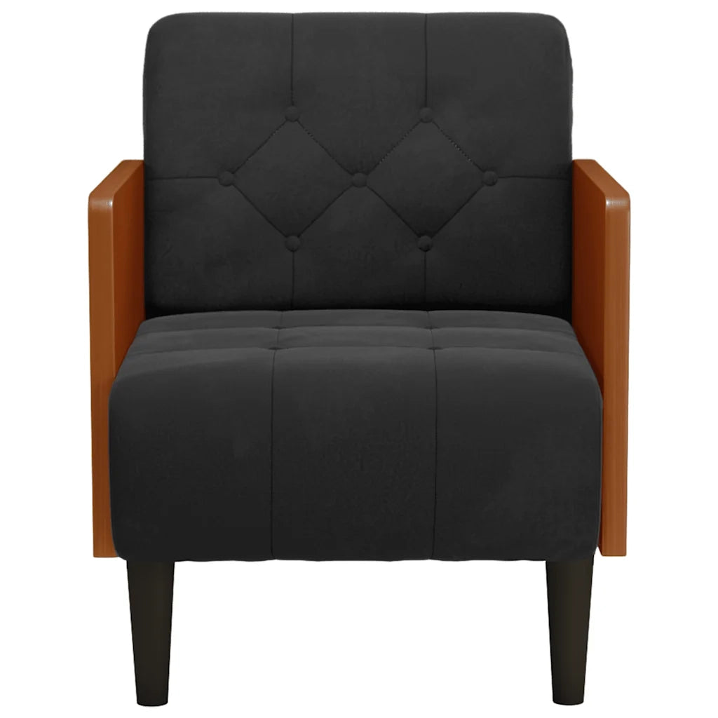 Divano Sedia con Braccioli Nero 55 cm in Velluto 4100597