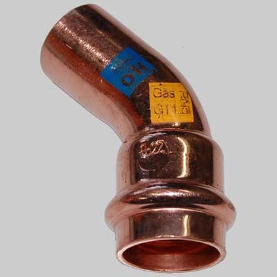 CURVA RAME A PRESSARE 45  ° MASCHIO/FEMMINA  15 x 15     MADE IN ITALY