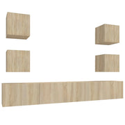 Set di mobili mobile credenza TV televisione soggiorno camera da letto soggiorno 6 pezzi rovere Sonoma multistrato marrone 02_0025120