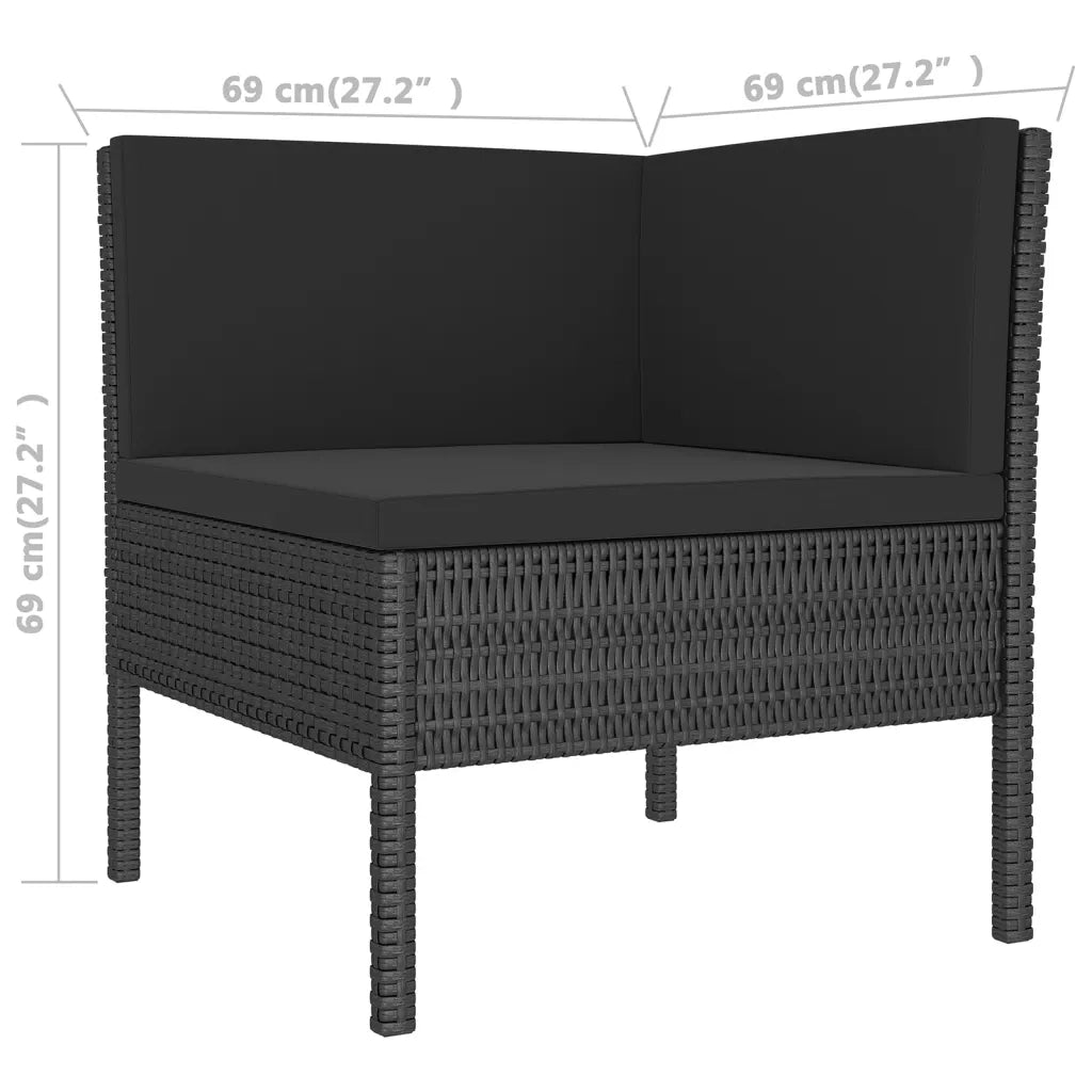 Set Divani da Giardino 9 pz con Cuscini in Polyrattan Nero 3094433