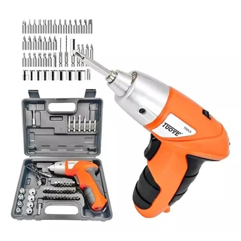 Trade Shop - Avvitatore Cacciavite Elettrico A Batteria Trapano Con 38 Punte E Torcia Led -