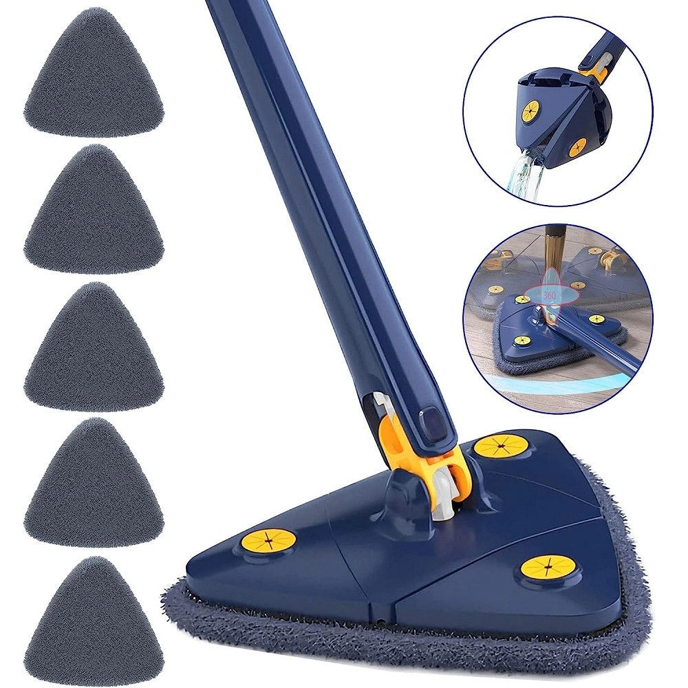 Trade Shop - Mocio Triangolare Regolabile Girevole Telescopico Pulizia Pareti Soffitti Finestre -