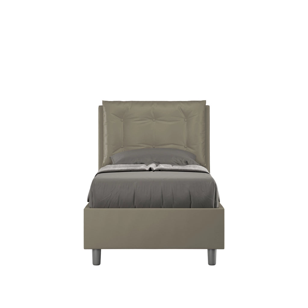BS COM Letto singolo senza rete imbottito 80x190 similpelle cappuccino