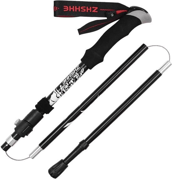 Bastone da Camminata Opportuno 130 cm - Asta Telescopica - Peso Ultraleggero 260 g - Cintura Regolabile - Include Tasca Porta - Puntino in Gomma - Bastone da Trekking