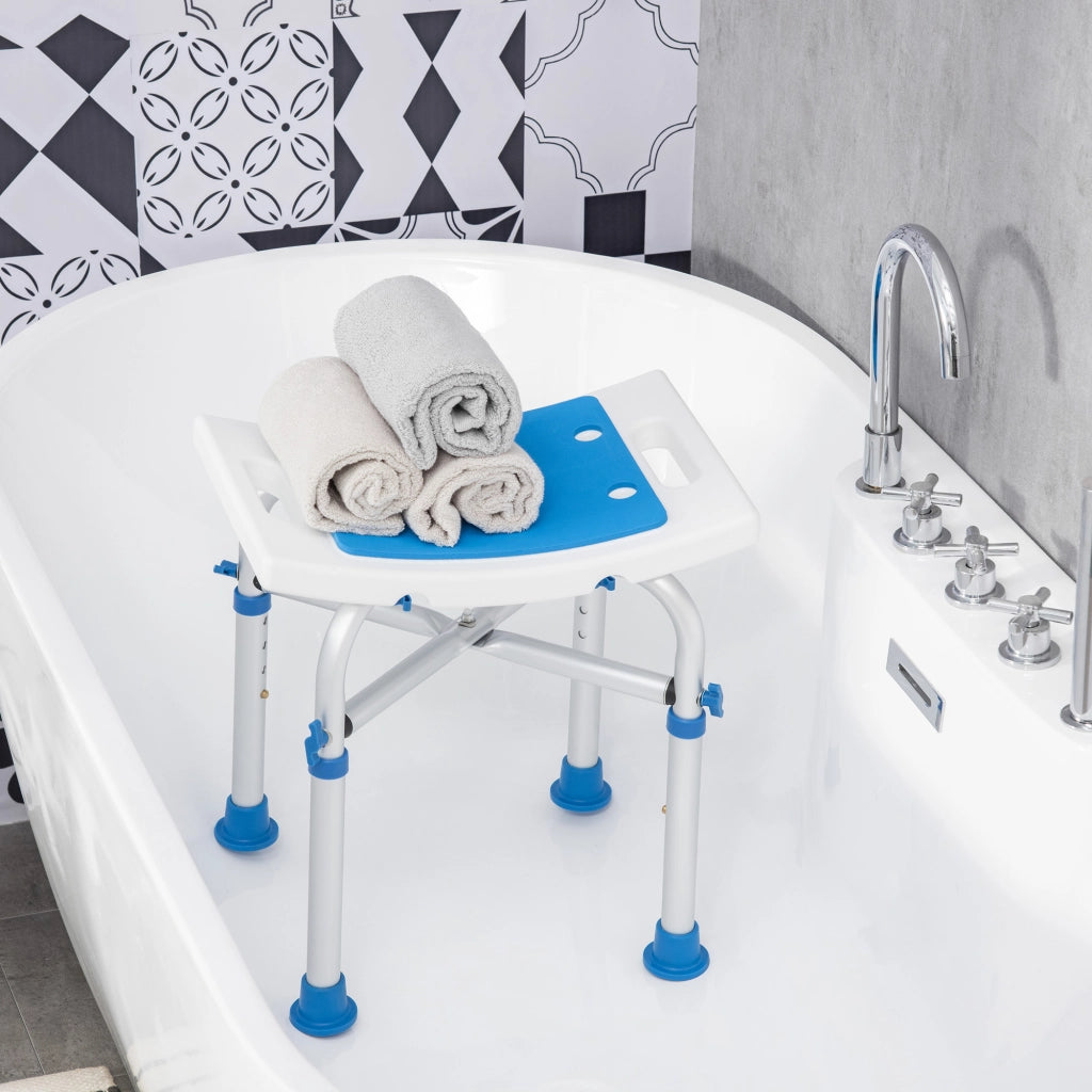 Sgabello Doccia Regolabile ¨C Xylo ¨C Alluminio Blu Antiscivolo