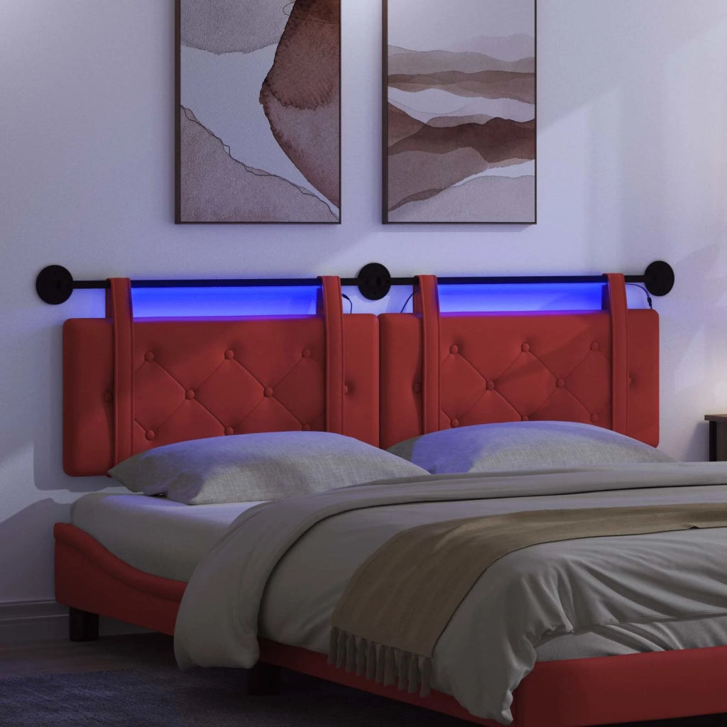 Testiera | Testata sospesa Con luce LED Rosso Similpelle