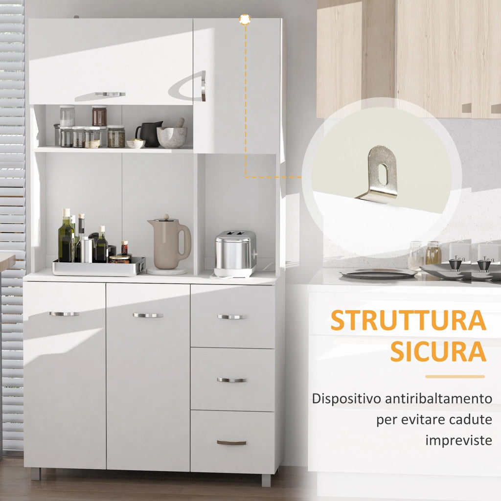 Credenza con Cassetti e Ripiani Aperti ¨C Minimal ¨C Bianco 100x39.5x183.5cm