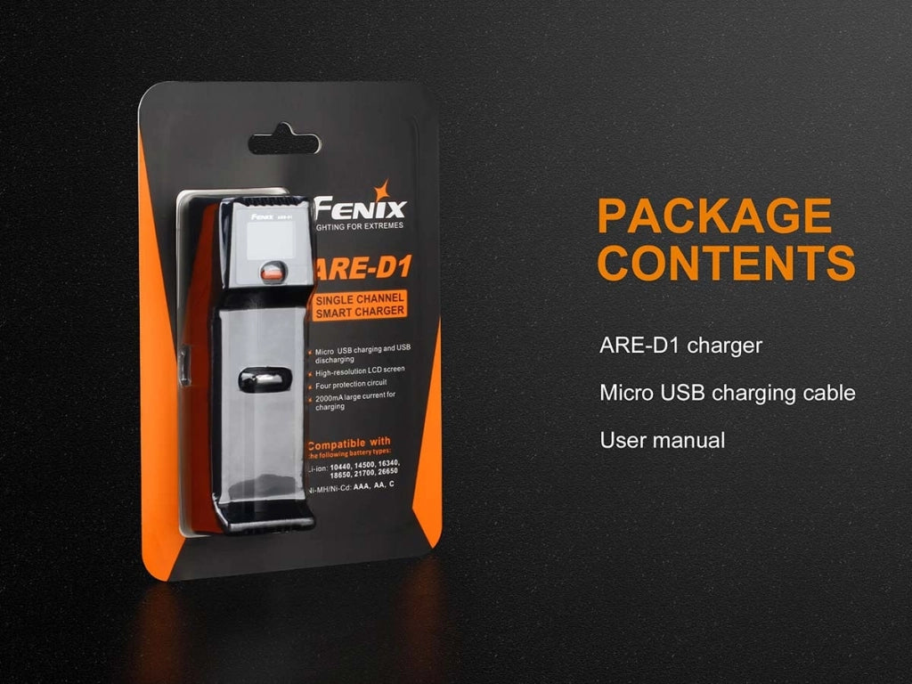Caricabatteria singolo canale FENIX ARE-D1