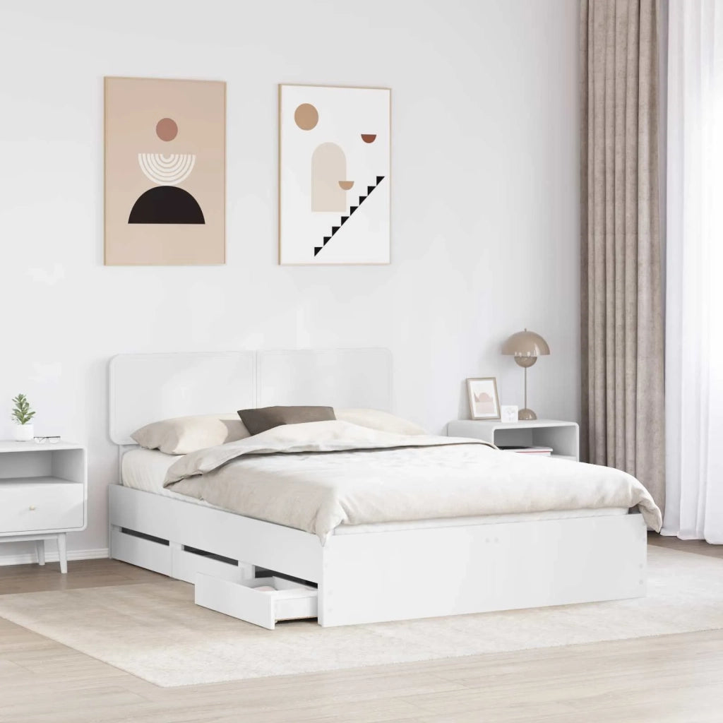 Struttura del letto-Giroletto-Rete del Letto Bianco 150 x 200 cm Legno ingegnerizzato 237540