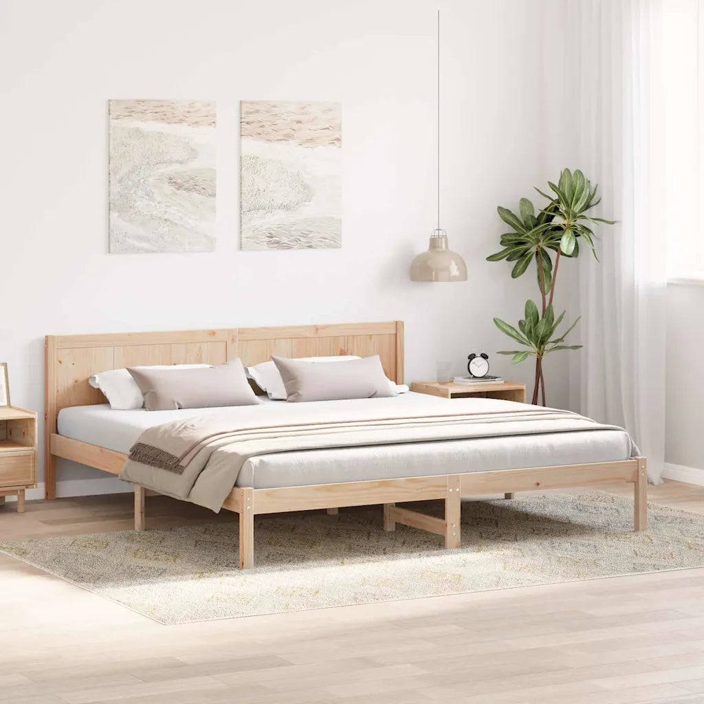 Struttura del letto Marrone 200 x 200 cm Legno massello di pino 872176