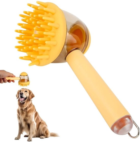 Borsetto 3-in-1 con Dispensatore di Sapone - Borsetto per Animali da Casa - Cane/Gatto - Strumento di Massaggio - Sfibratore - ABS 18,5 x 8,5 cm - Borsetto per Animali da Casa
